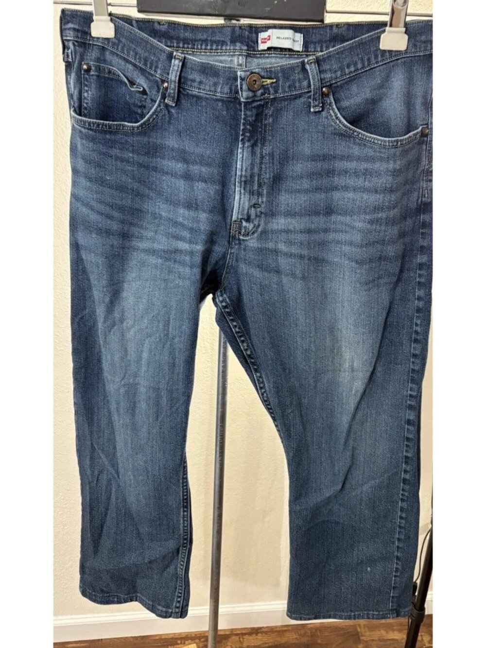 Wrangler Relaxed Boot Flex Jeans Mens 38x26 Measured Blue Stretch Denim